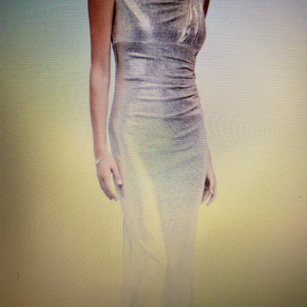 Metallic Asymmetrical Stretch-Knit Gown with slit